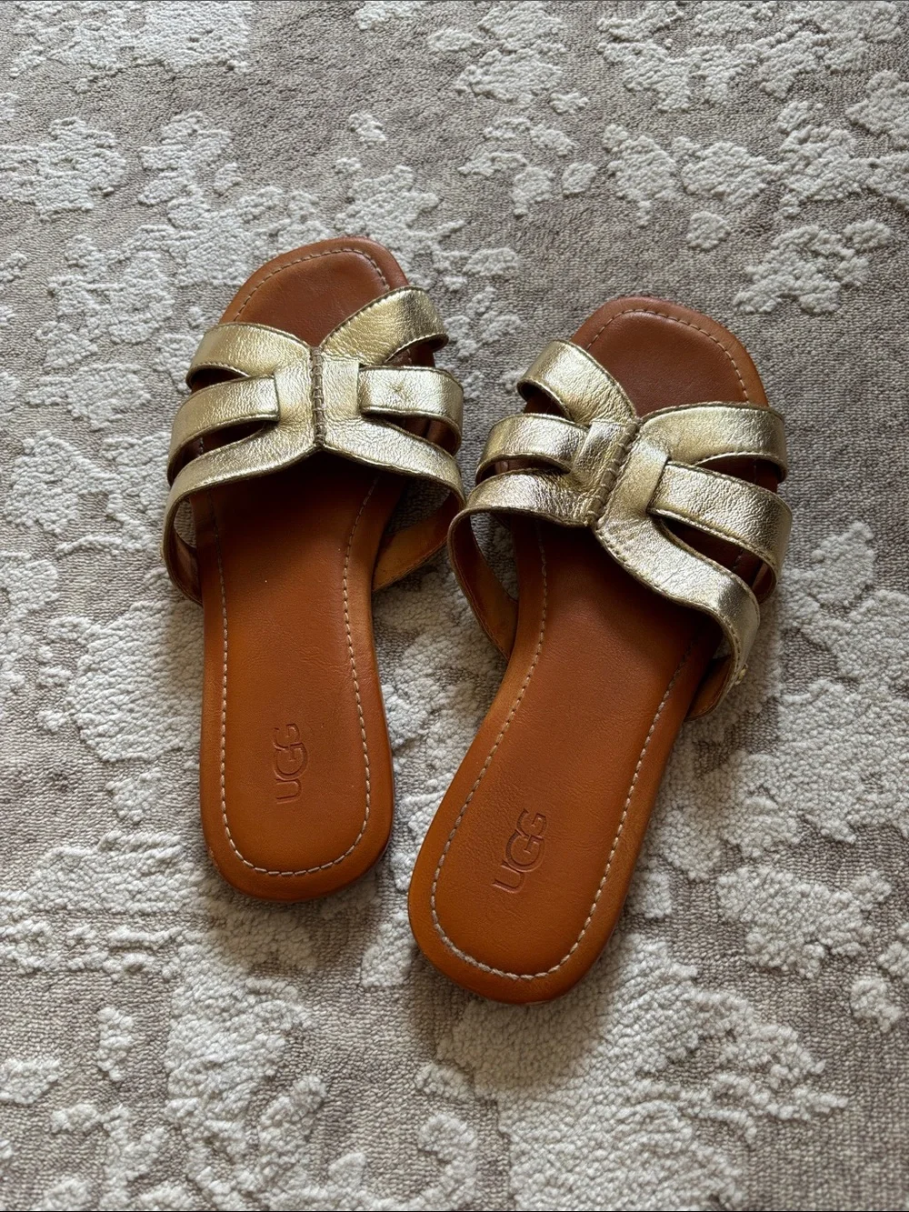 UGG Women's Metallic Gold Slide Sandals
